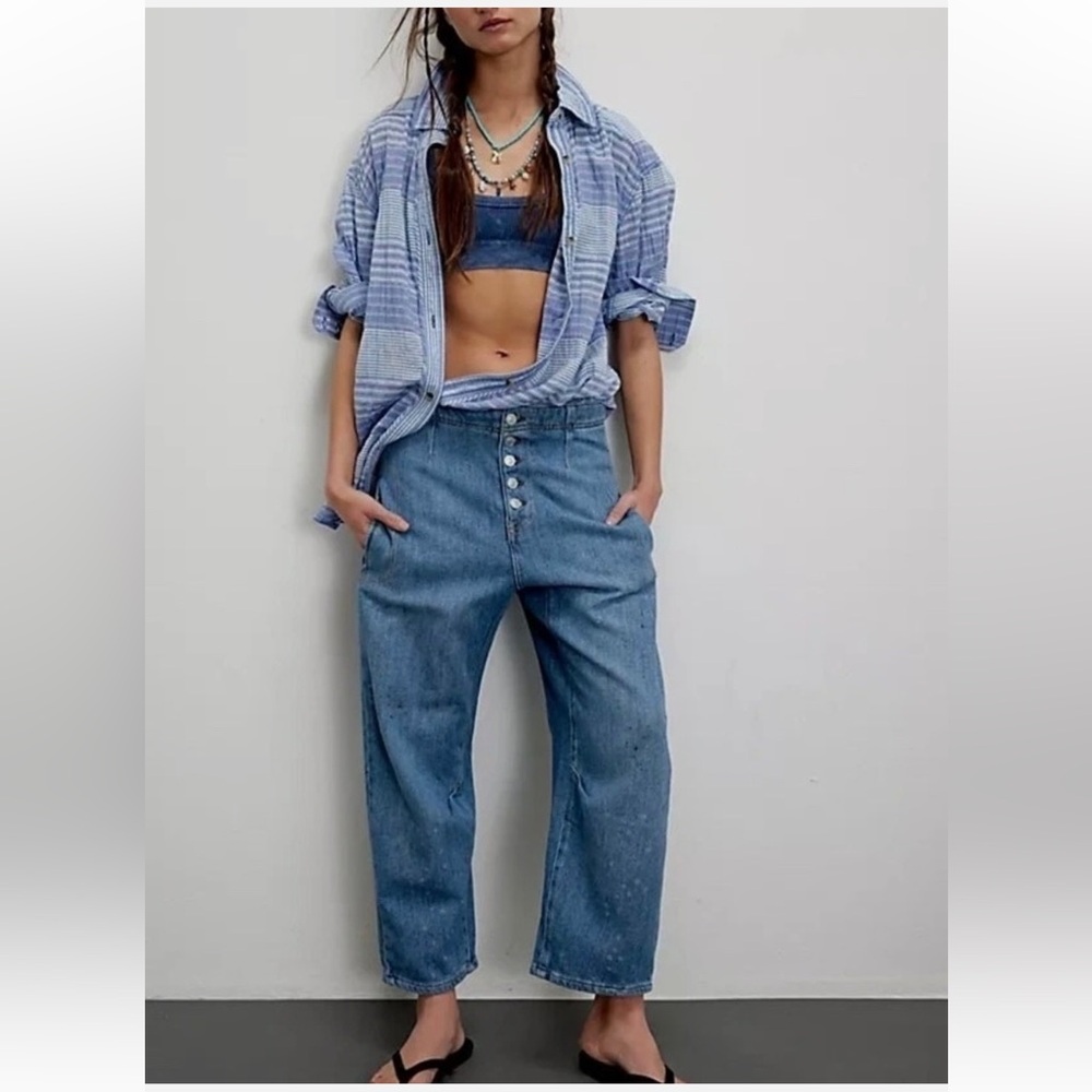 FREE PEOPLE We the Free Mid Rise Osaka Barrel Jeans